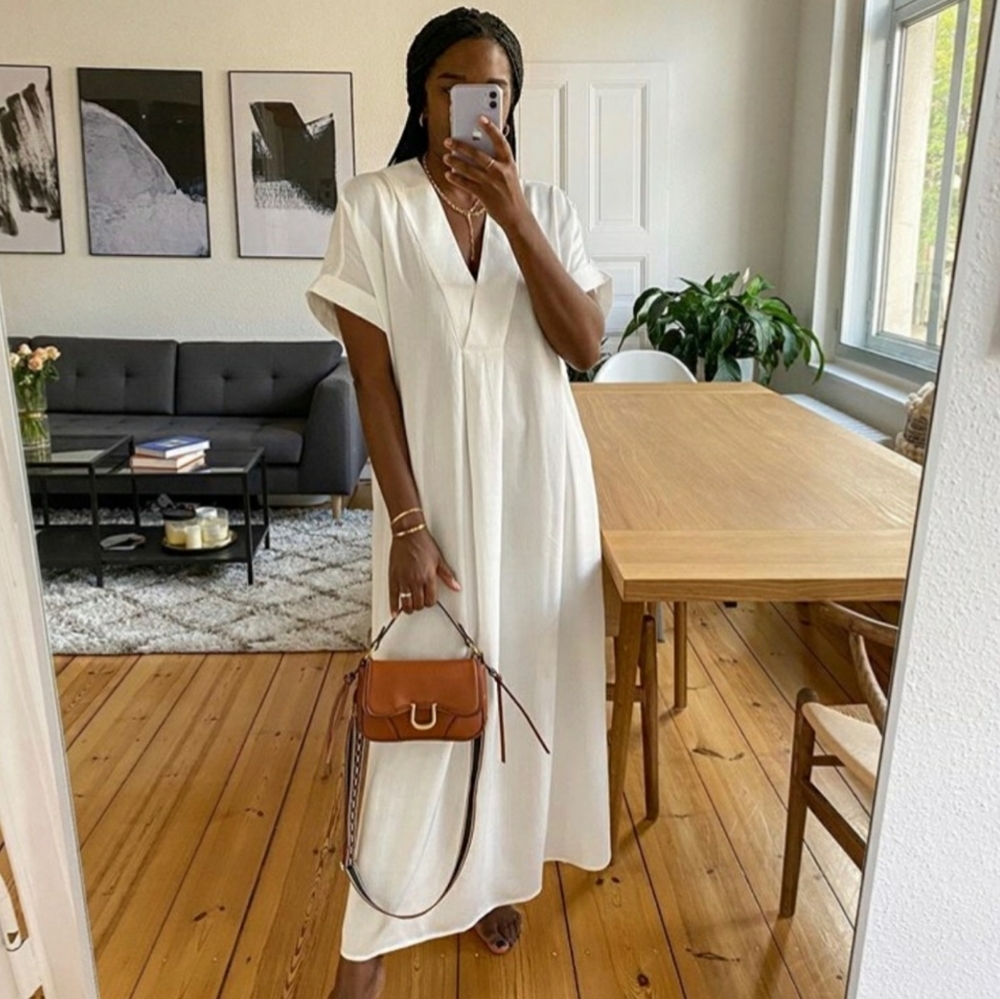 H&M White Lyocell Kaftan Dress